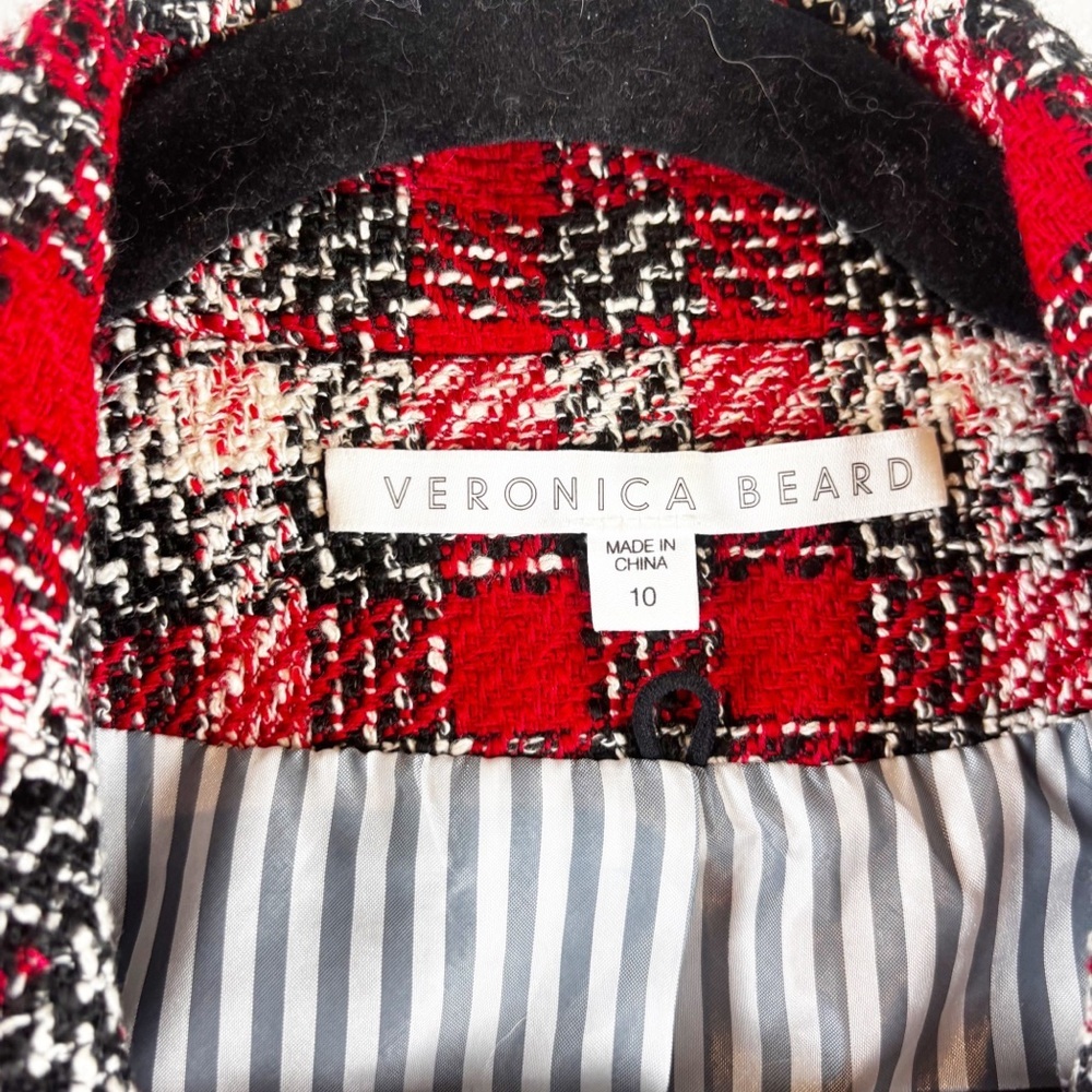 Veronica Beard Harriet Plaid Dickey Blazer Red Business Casual Size 10 - Picture 3 of 6